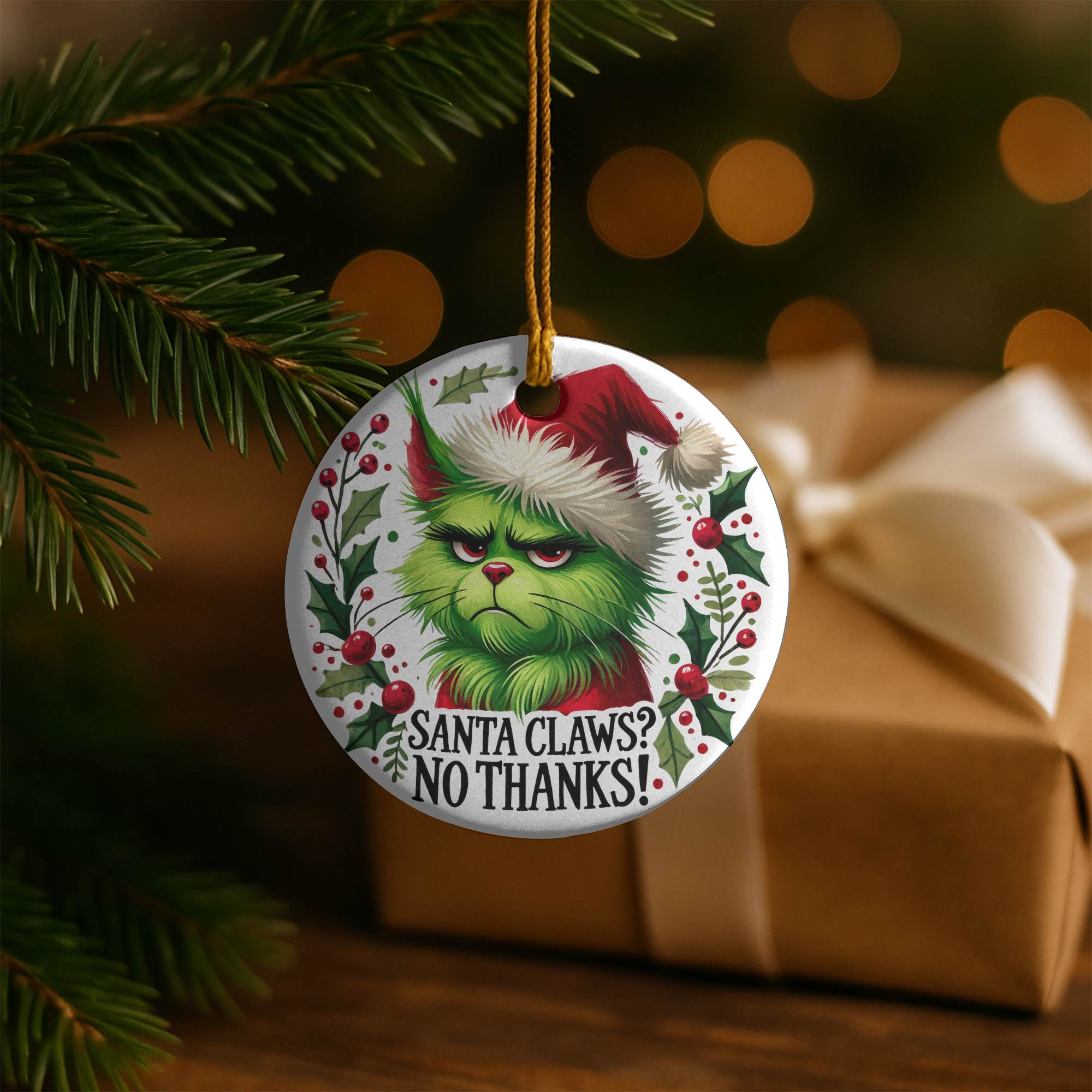 Mad Cat Christmas Ornament