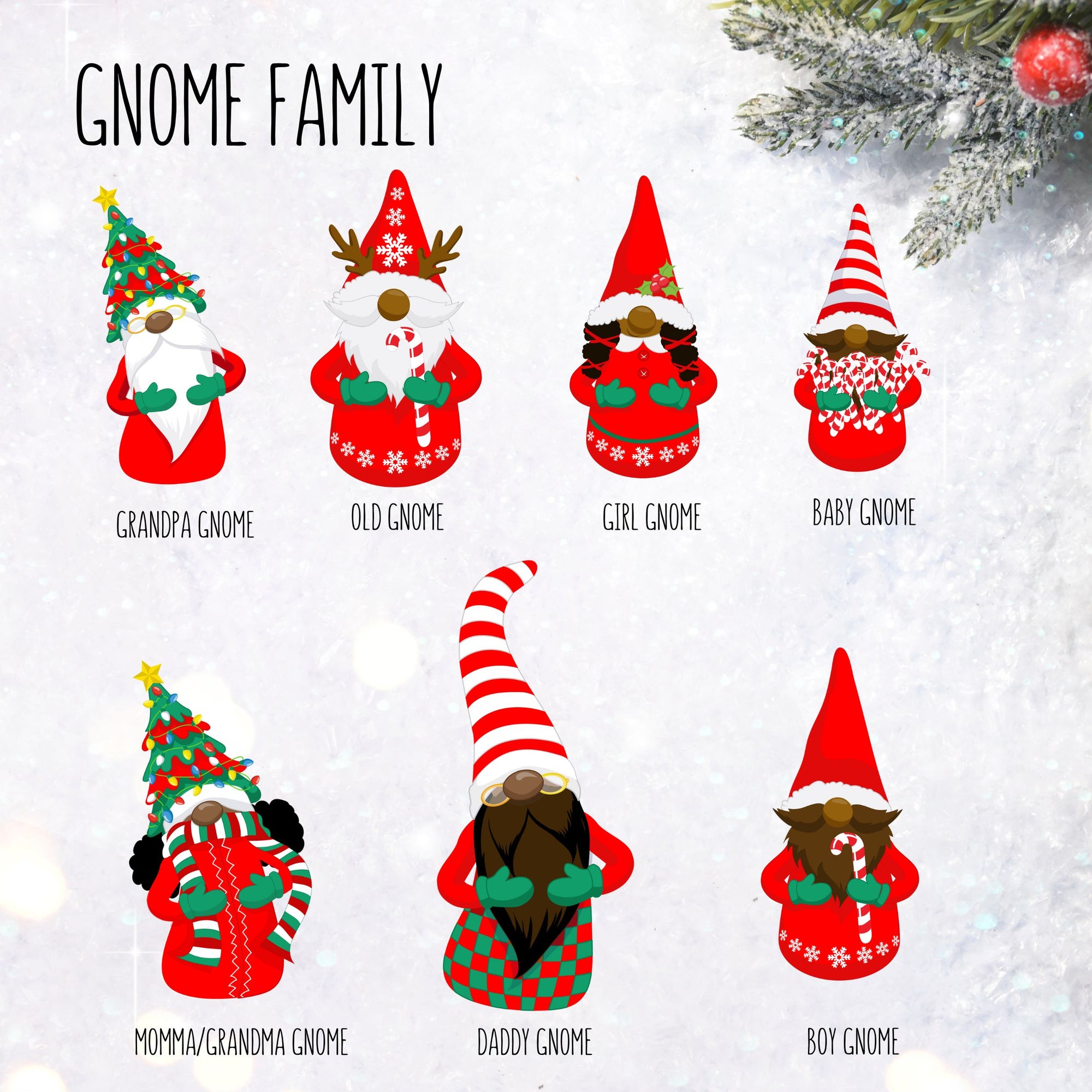 African American Gnome Family Ornament