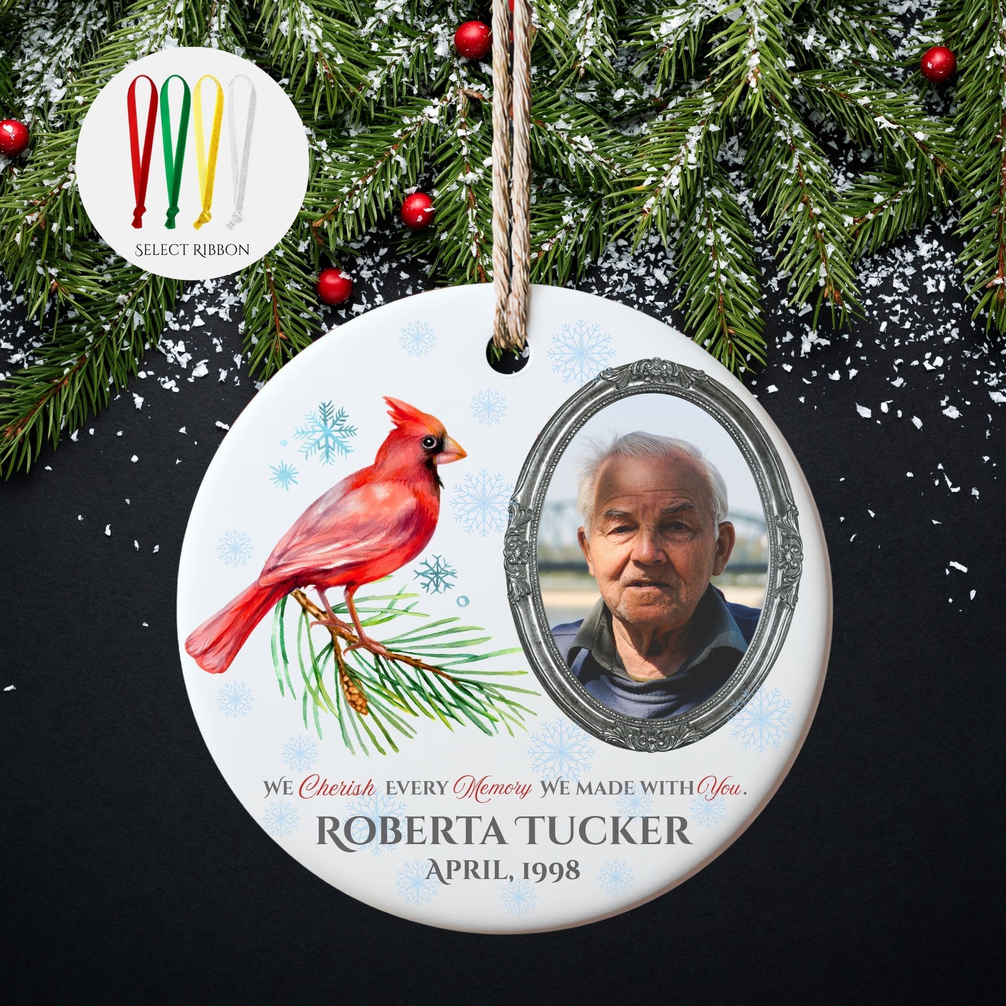 Cardinal Photo Memorial Ornaments